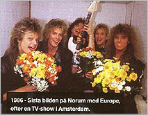 1986 - The last picture of Norum with EUROPE, after a TV show in Amsterdam.