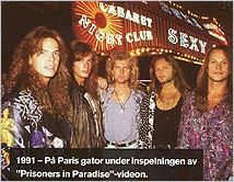 1991 - On the streets of Paris during the shooting of the "Prisoners In Paradise" video.